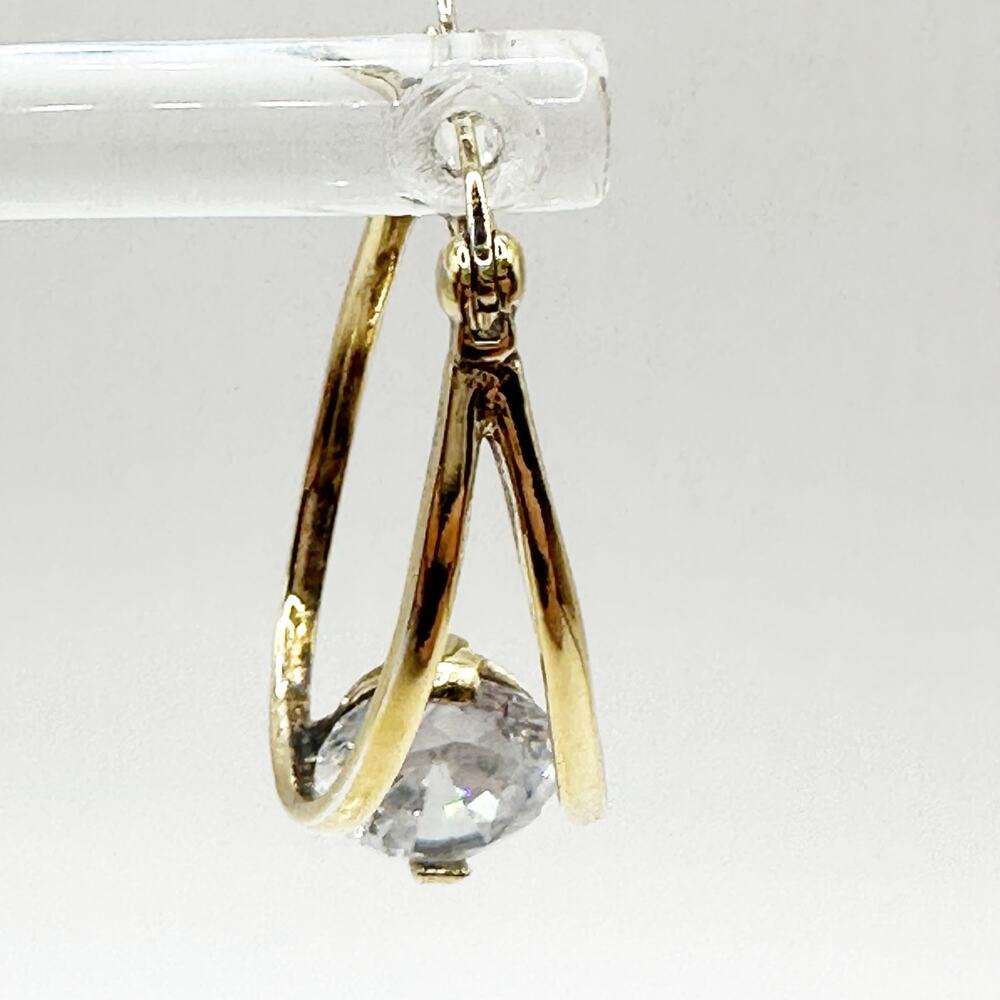 Sterling Silver White CZ Solitaire Hoop Earrings Gold Vermeil Jewelry Casual